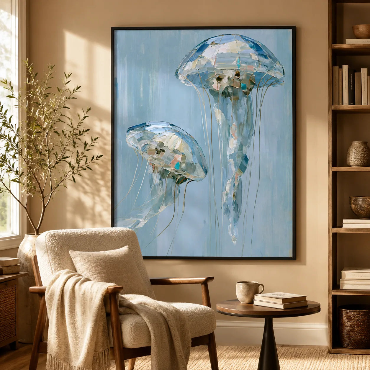 Jellyfish Duo Ocean Wall Art Decor - Wall Art Decor - in use