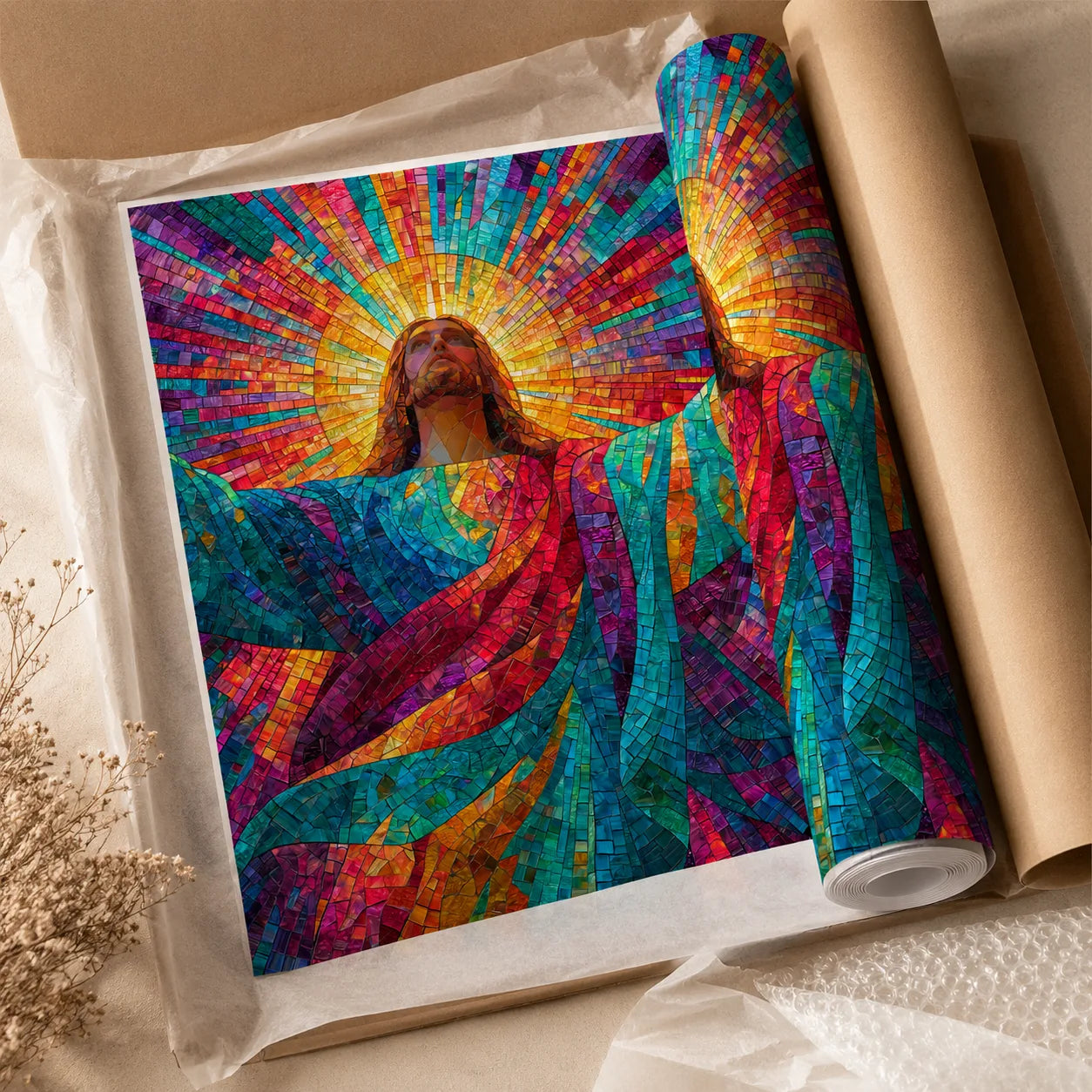 Jesus Christ Stained Glass Wall Art Decor - Wall Art Decor - back view