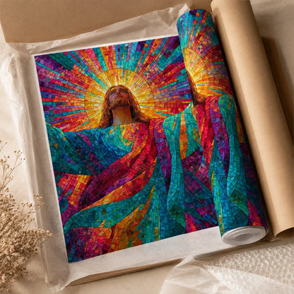 Jesus Christ Stained Glass Wall Art Decor - Wall Art Decor - back view