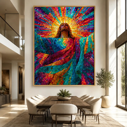 Jesus Christ Stained Glass Wall Art Decor - Wall Art Decor - close up