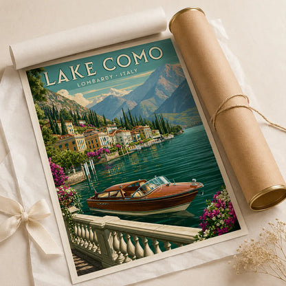 Lake Como Vintage Travel Wall Art Decor - Wall Art Decor - back view