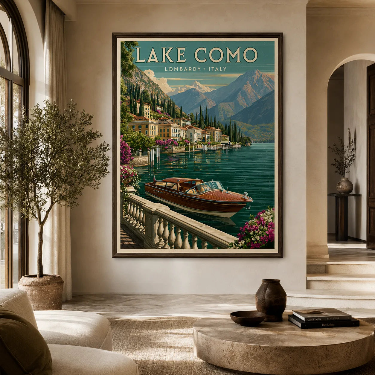 Lake Como Vintage Travel Wall Art Decor - Wall Art Decor - close up