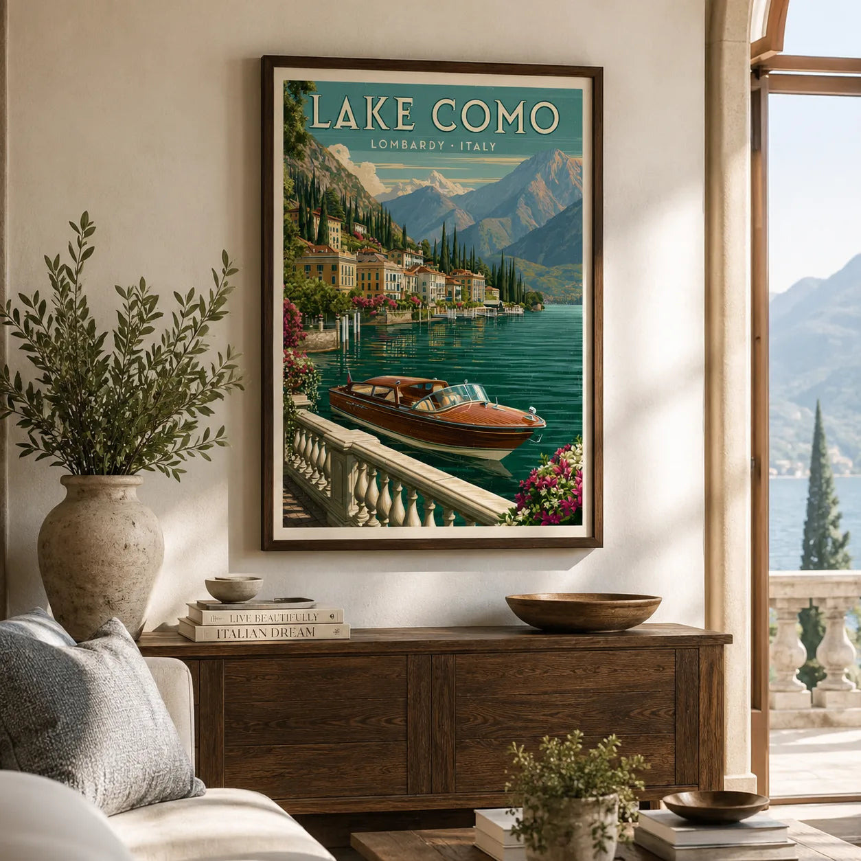 Lake Como Vintage Travel Wall Art Decor - Wall Art Decor - detail