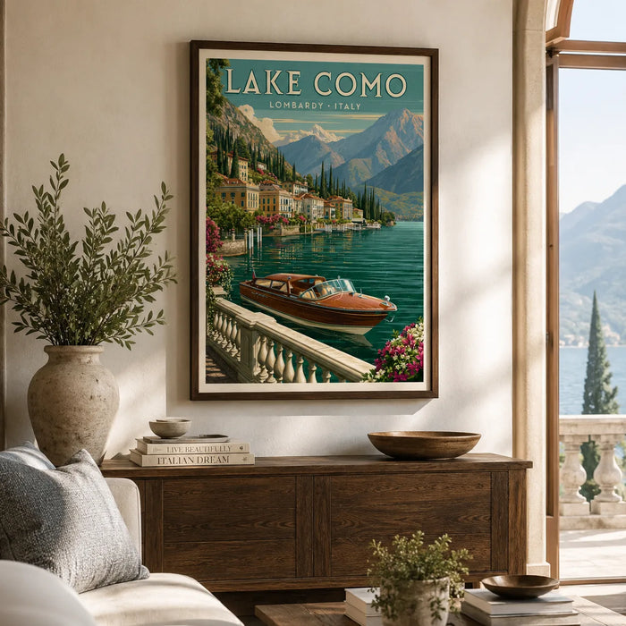 Lake Como Vintage Travel Wall Art Decor