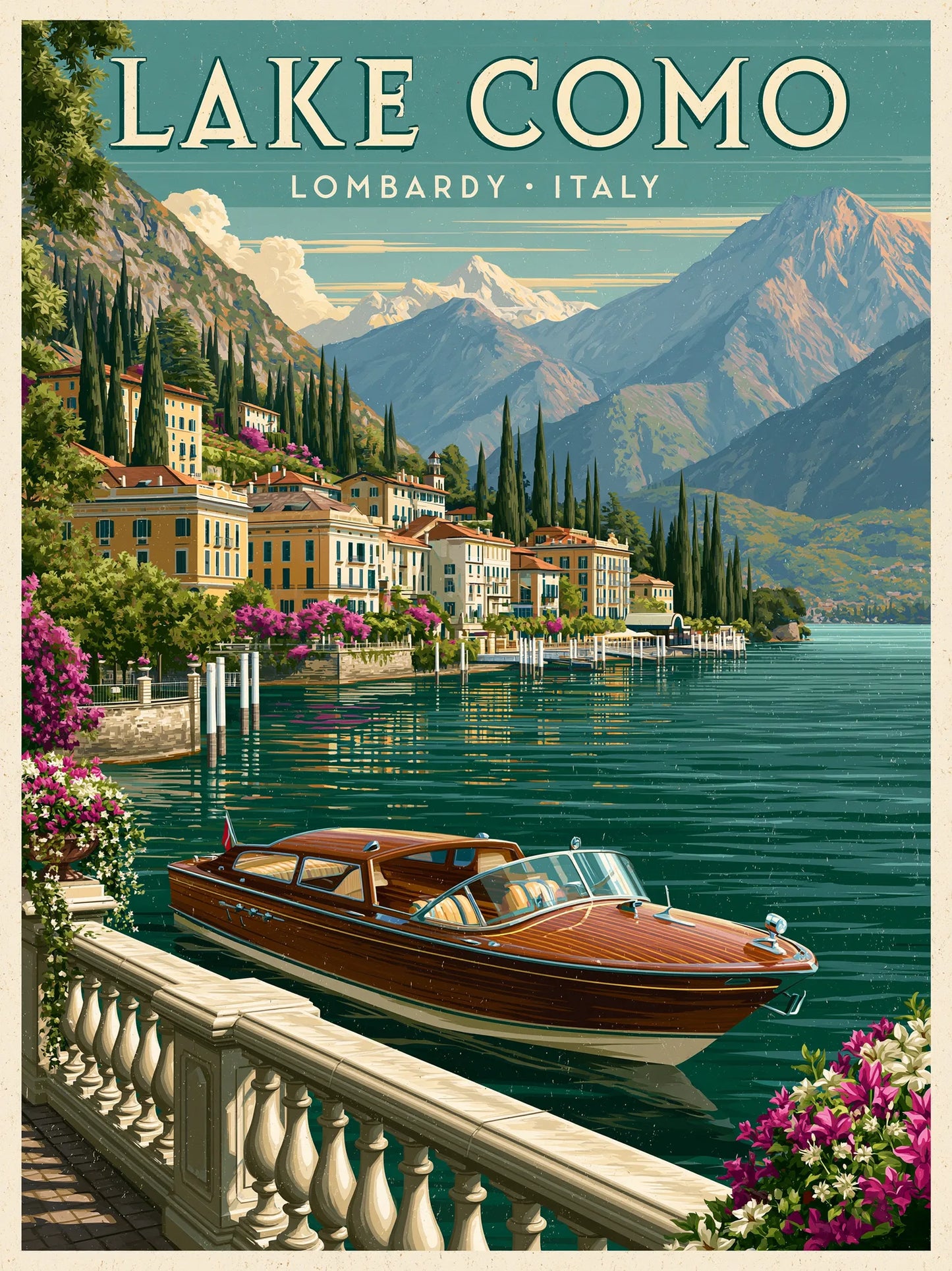 Lake Como Vintage Travel Wall Art Decor - Wall Art Decor - front view