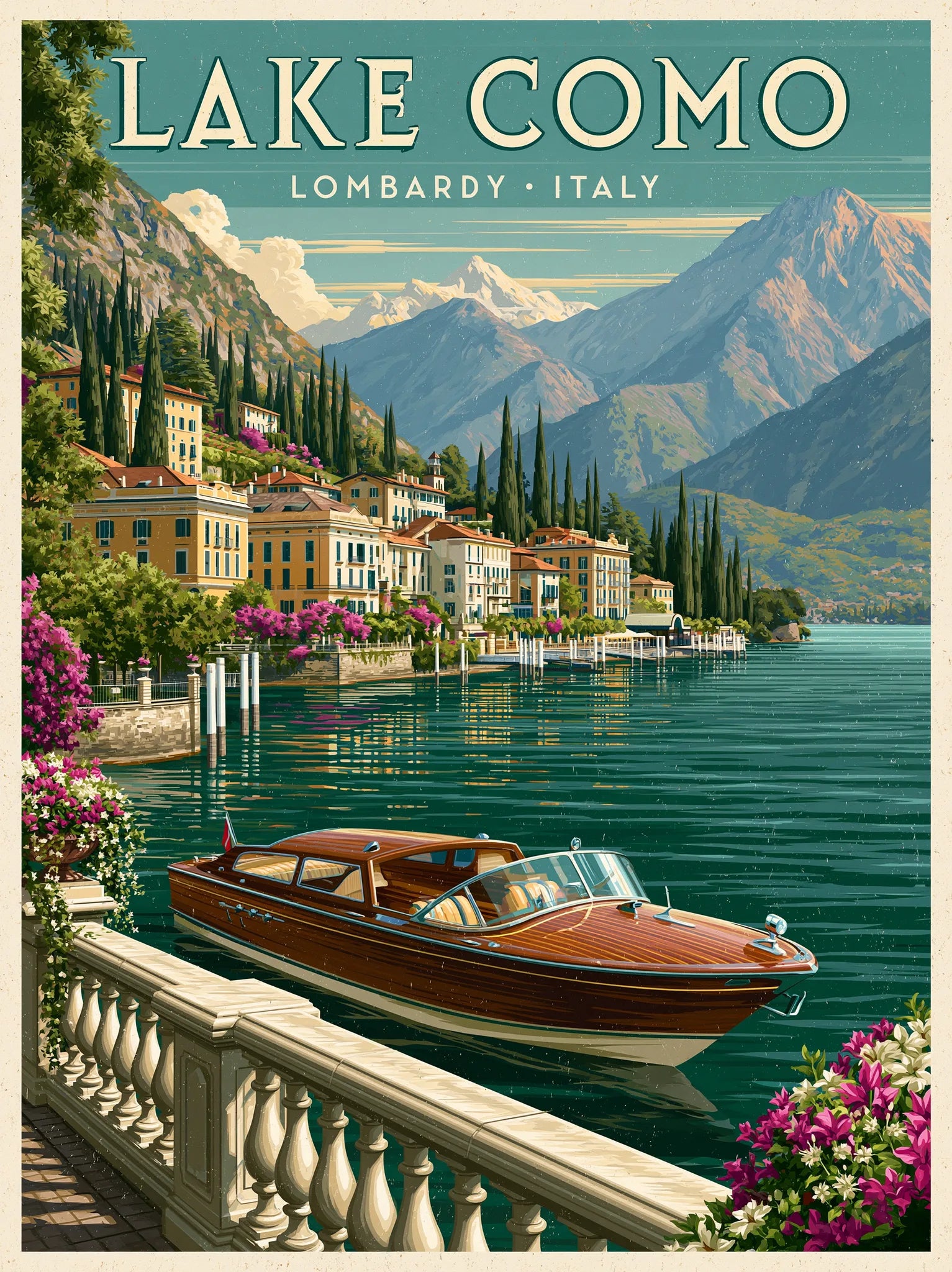 Lake Como Vintage Travel Wall Art Decor - Wall Art Decor - front view