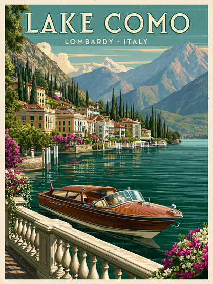 Lake Como Vintage Travel Wall Art Decor - Wall Art Decor - front view