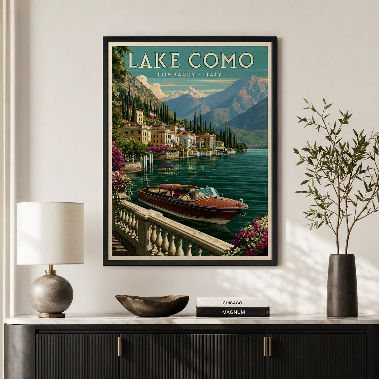 Lake Como Vintage Travel Wall Art Decor - Wall Art Decor - styled