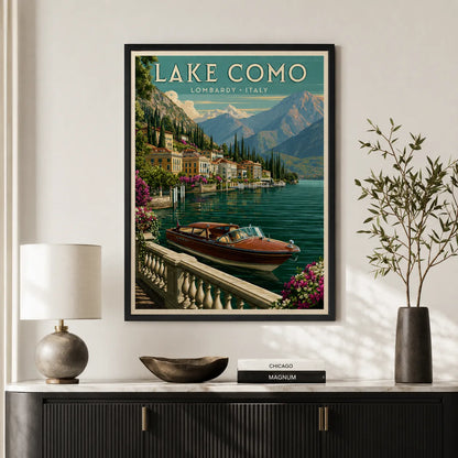 Lake Como Vintage Travel Wall Art Decor - Wall Art Decor - styled