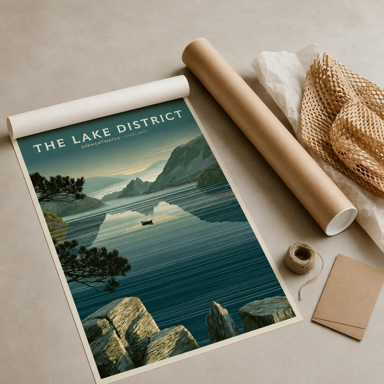 Lake District Derwentwater Wall Art Decor - Wall Art Decor - back view