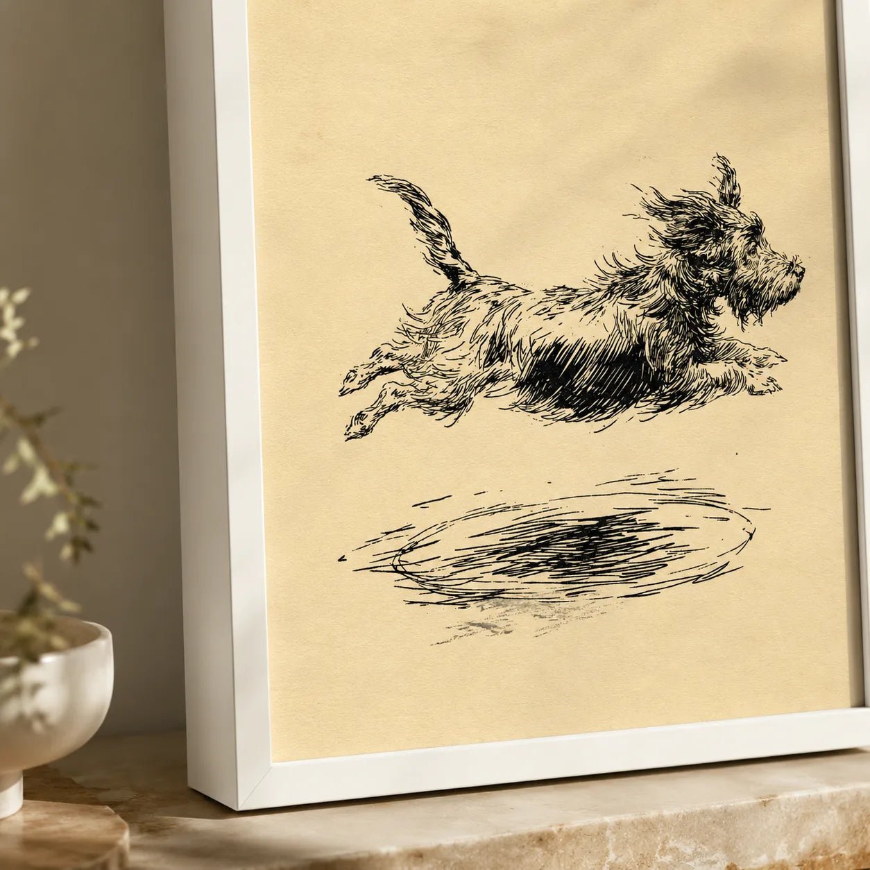 Leaping Terrier Sketch Wall Art Decor - Wall Art Decor - packaging