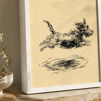 Leaping Terrier Sketch Wall Art Decor - Wall Art Decor - packaging