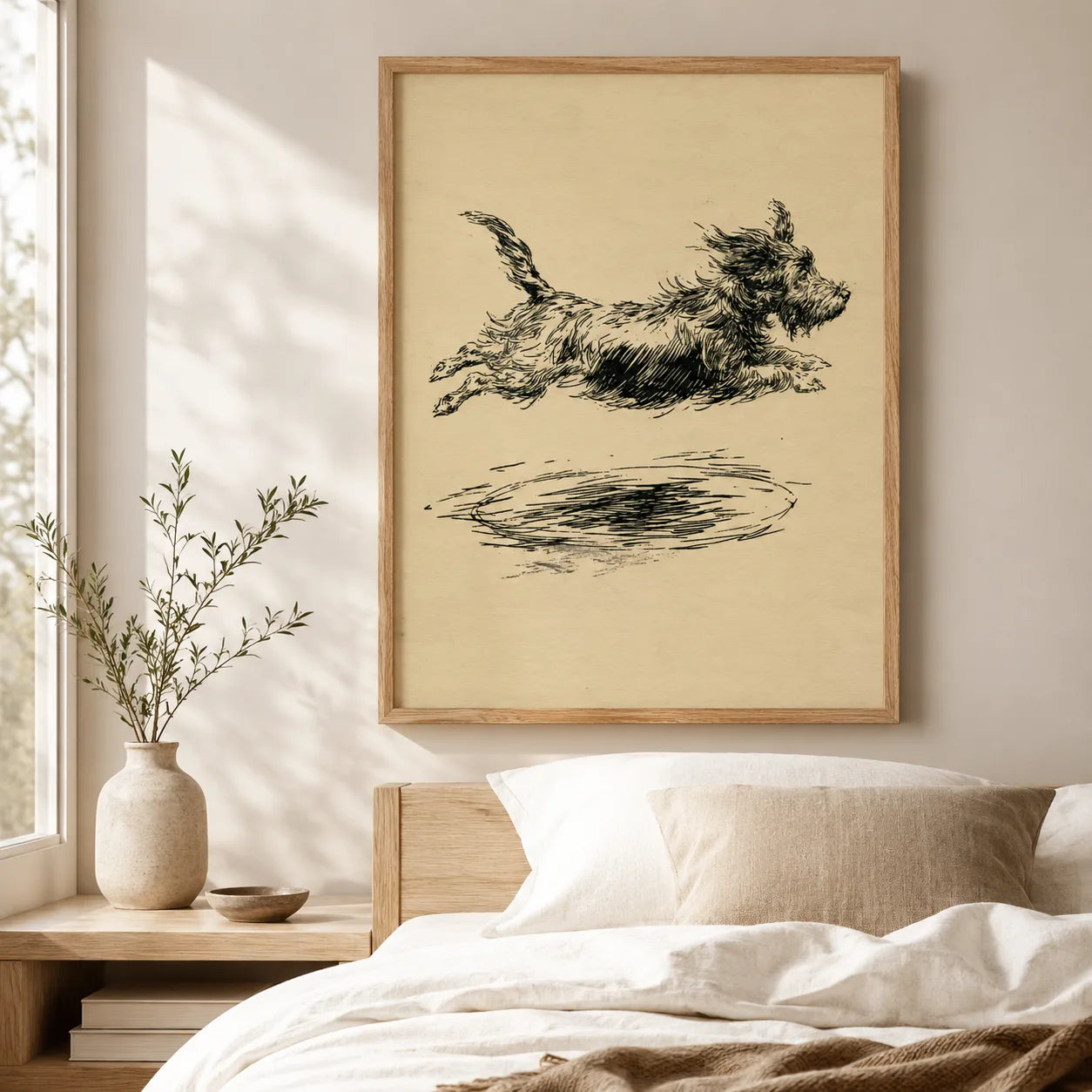 Leaping Terrier Sketch Wall Art Decor - Wall Art Decor - styled