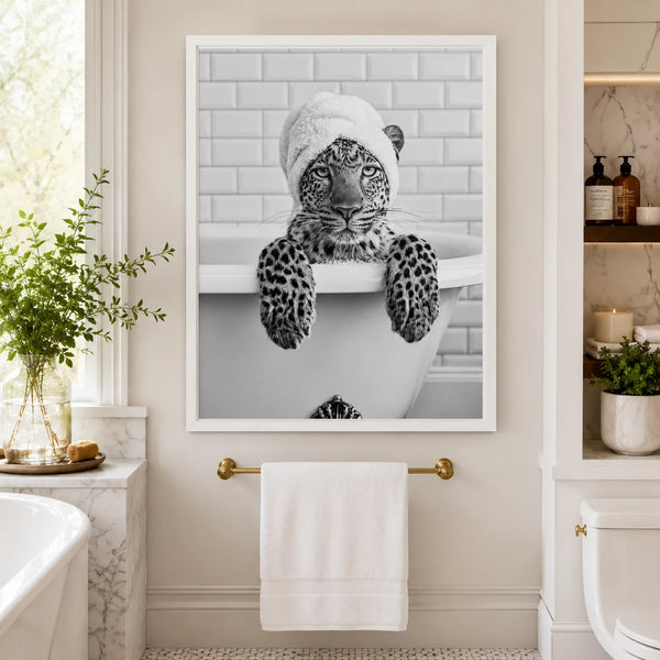 Leopard in Bathtub Wall Art Decor