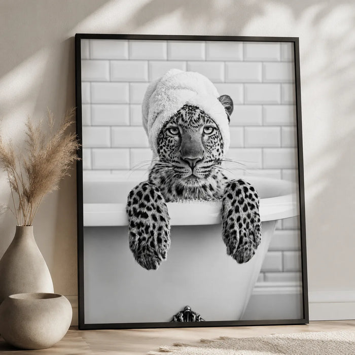 Leopard in Bathtub Wall Art Decor