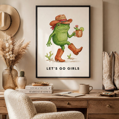 Let's Go Girls Cowboy Frog Wall Art Decor preview 2