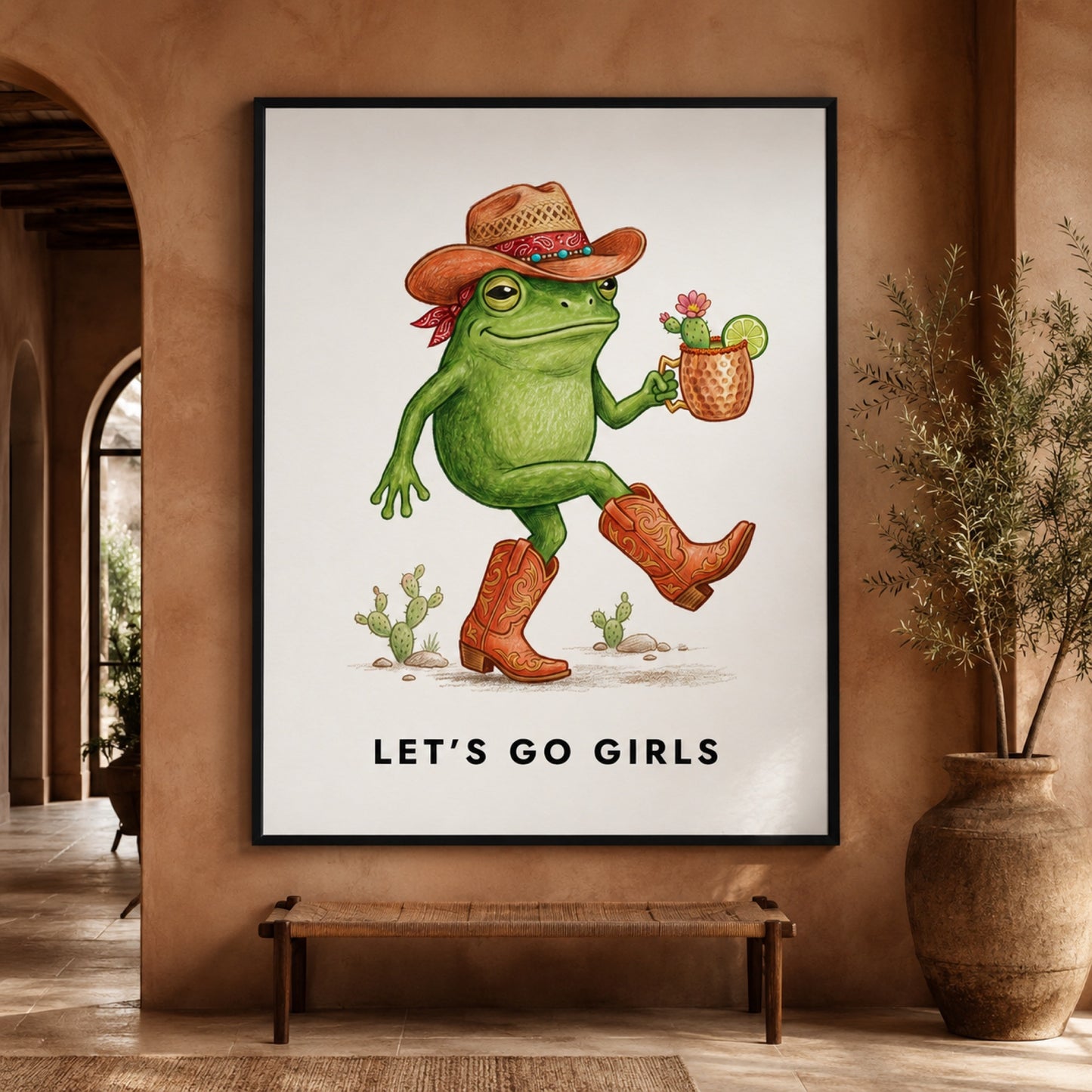 Let's Go Girls Cowboy Frog Wall Art Decor preview 5