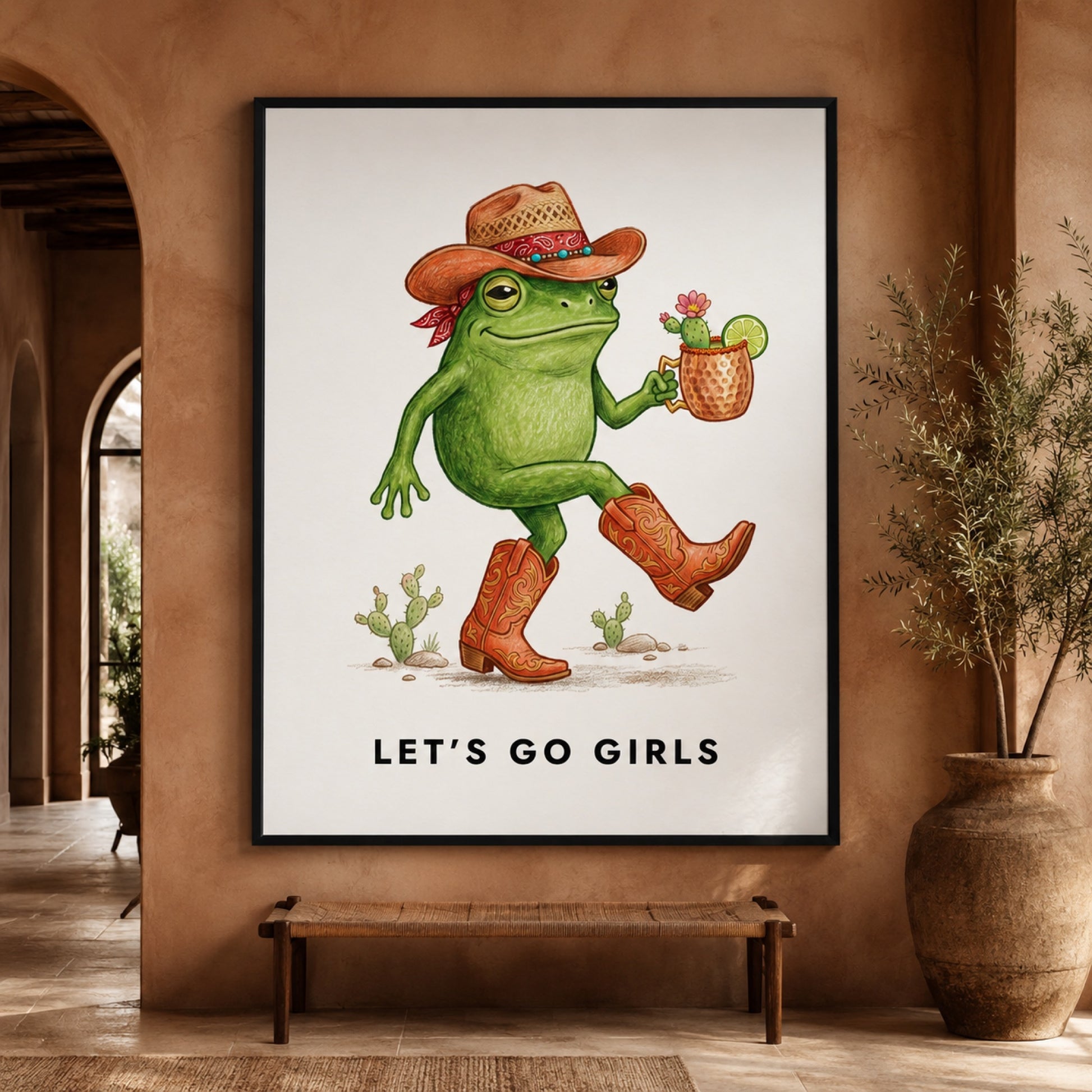 Let's Go Girls Cowboy Frog Wall Art Decor preview 5