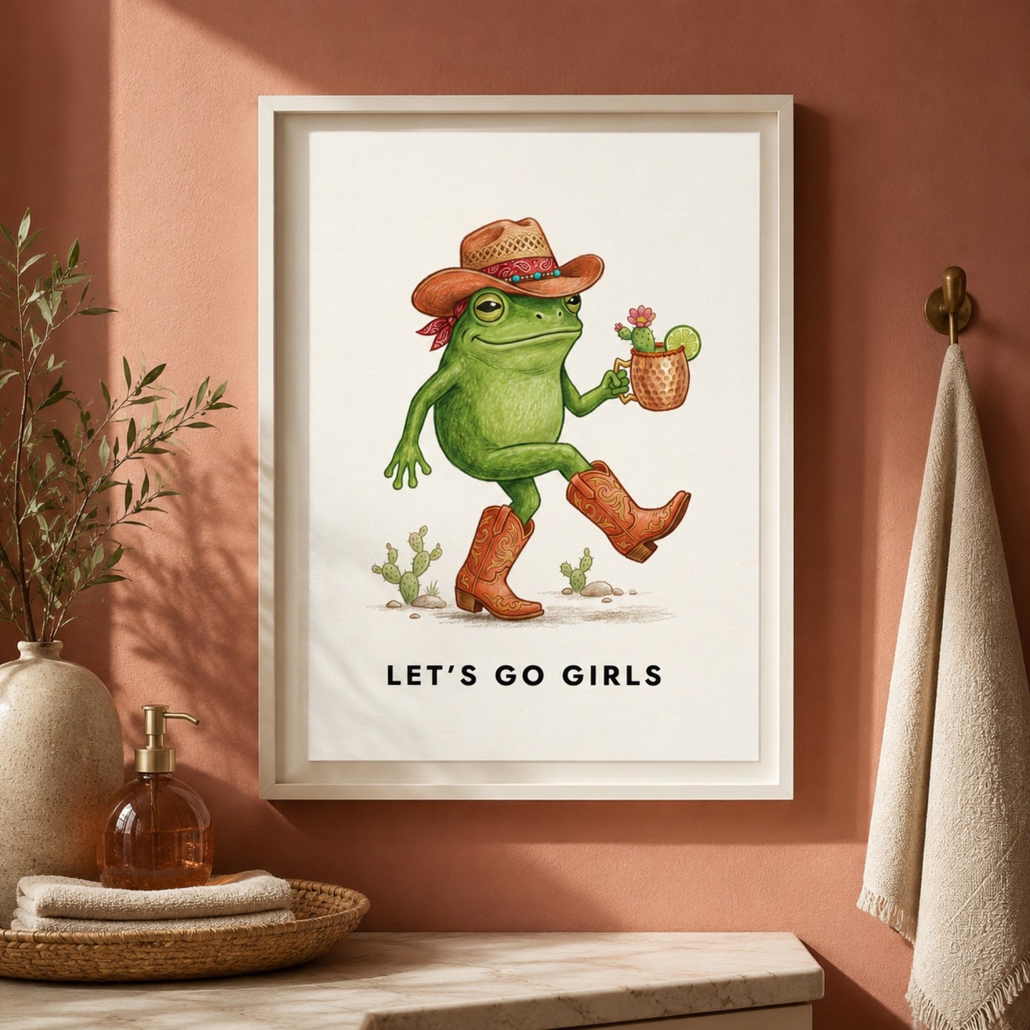 Let's Go Girls Cowboy Frog Wall Art Decor preview 6