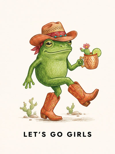 Let's Go Girls Cowboy Frog Wall Art Decor