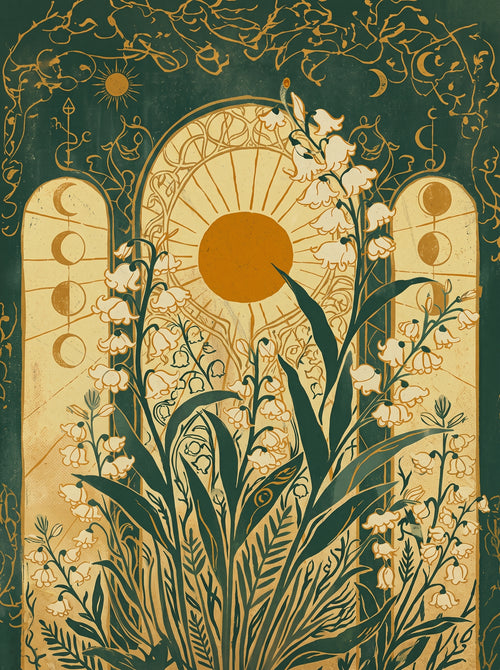 Lily of the Valley Celestial Art Nouveau Wall Art Decor
