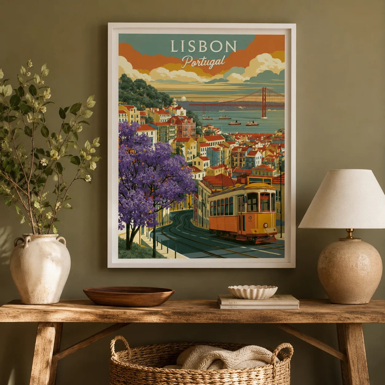 Lisbon Portugal Tram Wall Art Decor - Wall Art Decor - alternate angle