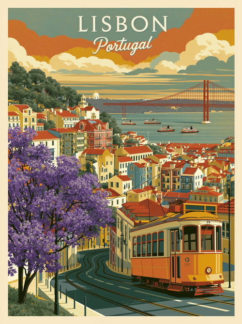 Lisbon Portugal Tram Wall Art Decor