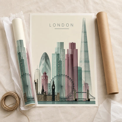 London City Skyline Wall Art Decor - Wall Art Decor - back view