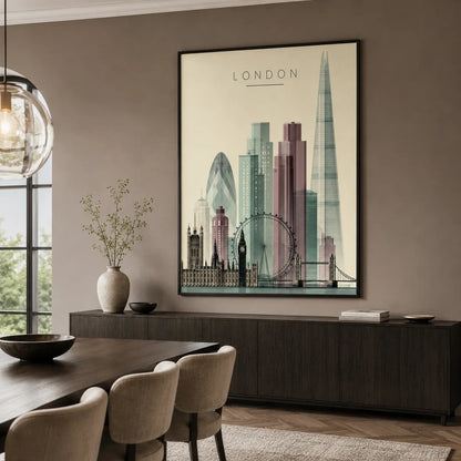 London City Skyline Wall Art Decor - Wall Art Decor - close up