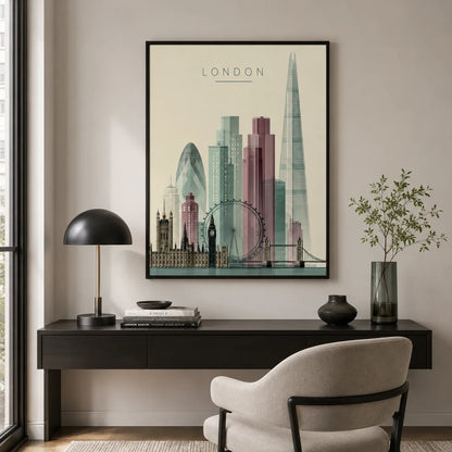 London City Skyline Wall Art Decor - Wall Art Decor - detail