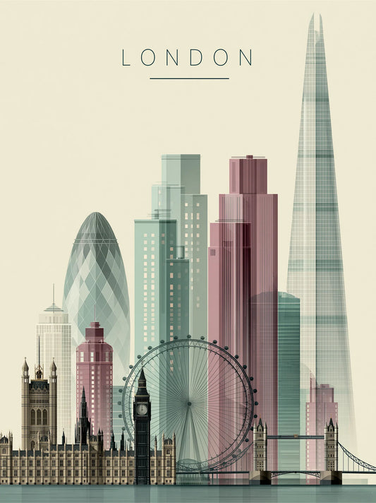 London City Skyline Wall Art Decor - Wall Art Decor - front view