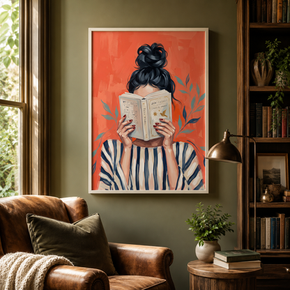 Lost in a Story Woman Reading Wall Art Decor – preview 10
