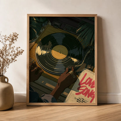 Love Songs Vinyl Record Wall Art Decor - Wall Art Decor - side view