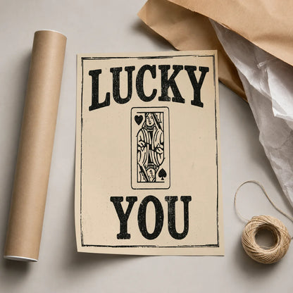 Lucky You Playing Card Wall Art Decor - Wall Art Decor - back view