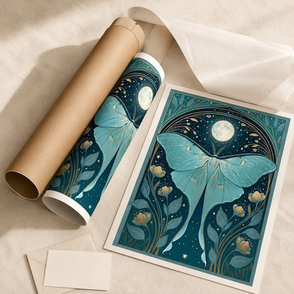 Luna Moth Moon Wall Art Decor - Wall Art Decor - back view