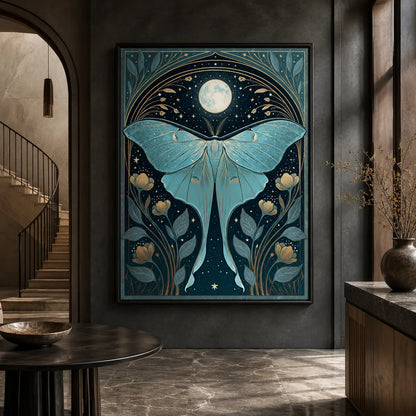 Luna Moth Moon Wall Art Decor - Wall Art Decor - close up