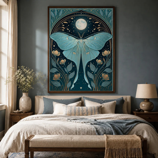 Luna Moth Moon Wall Art Decor