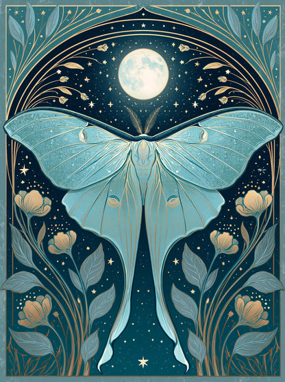 Luna Moth Moon Wall Art Decor - Wall Art Decor - front view