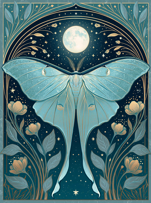 Luna Moth Moon Wall Art Decor