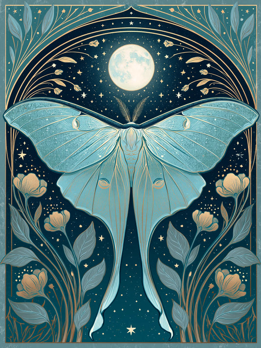 Luna Moth Moon Wall Art Decor - Wall Art Decor - front view