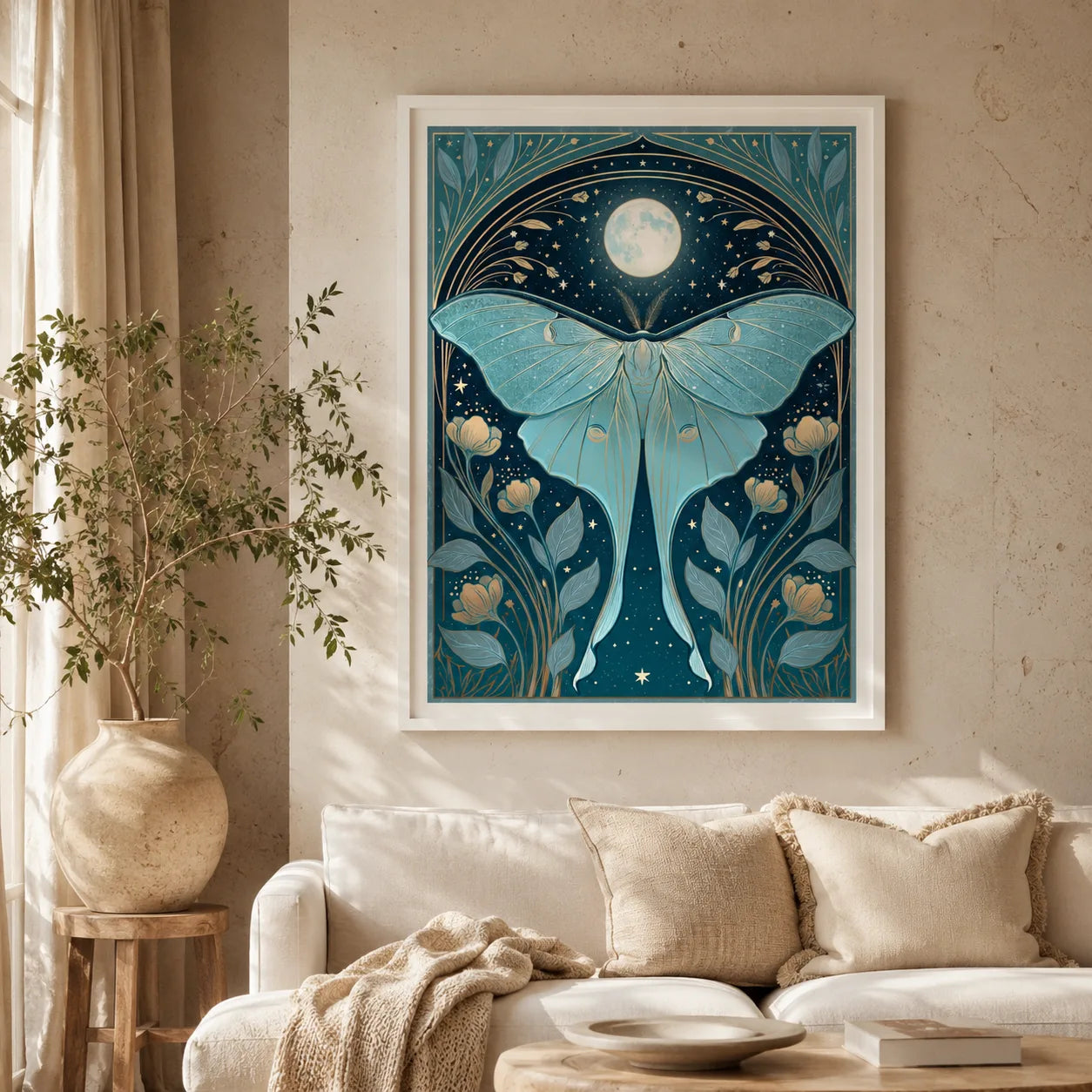 Luna Moth Moon Wall Art Decor - Wall Art Decor - in use