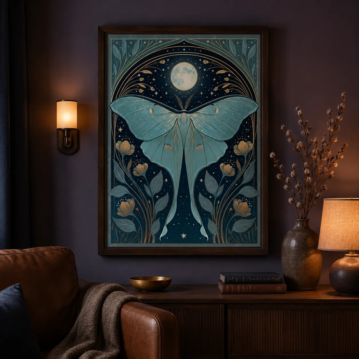Luna Moth Moon Wall Art Decor - Wall Art Decor - lifestyle
