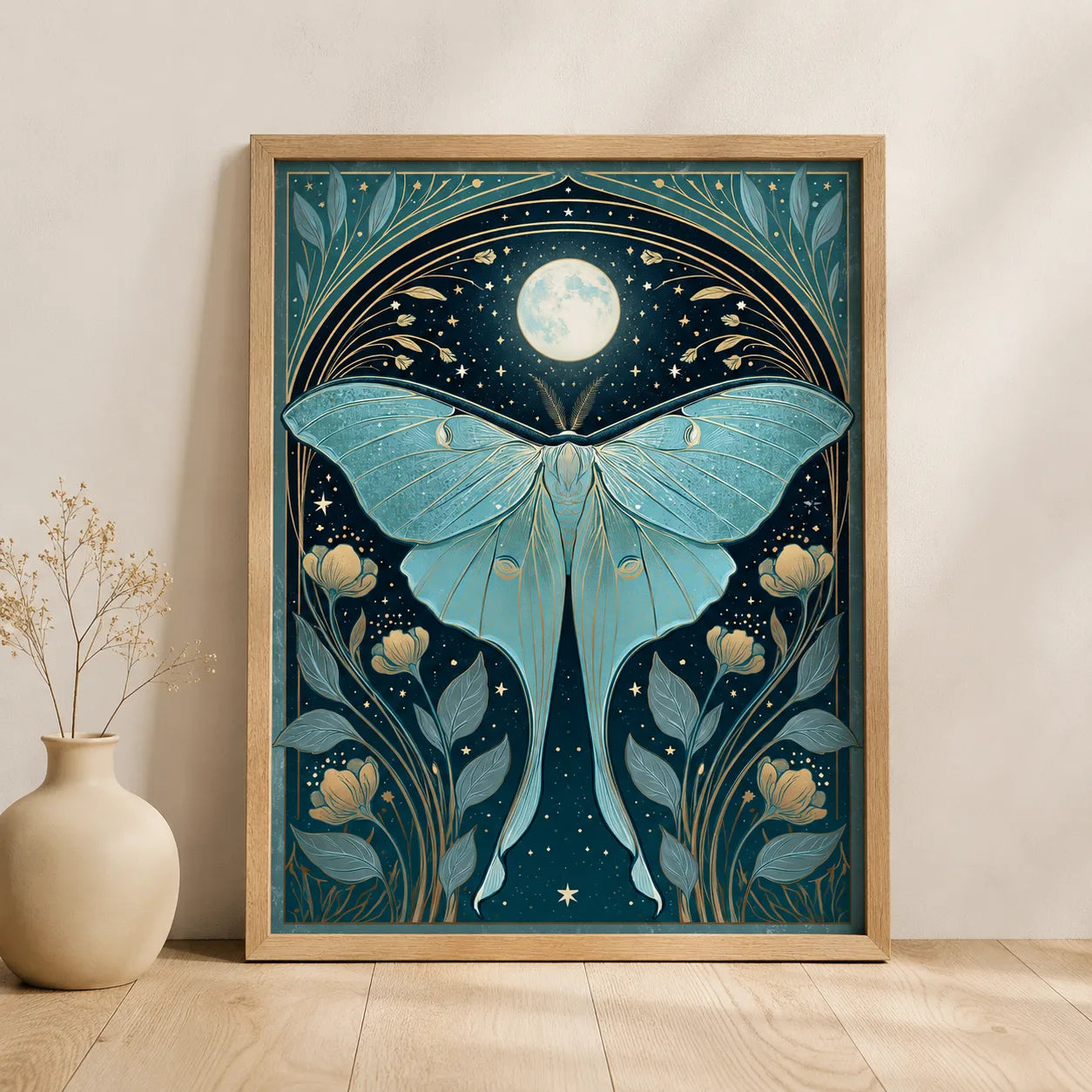 Luna Moth Moon Wall Art Decor - Wall Art Decor - side view