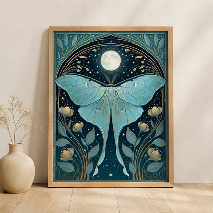 Luna Moth Moon Wall Art Decor - Wall Art Decor - side view