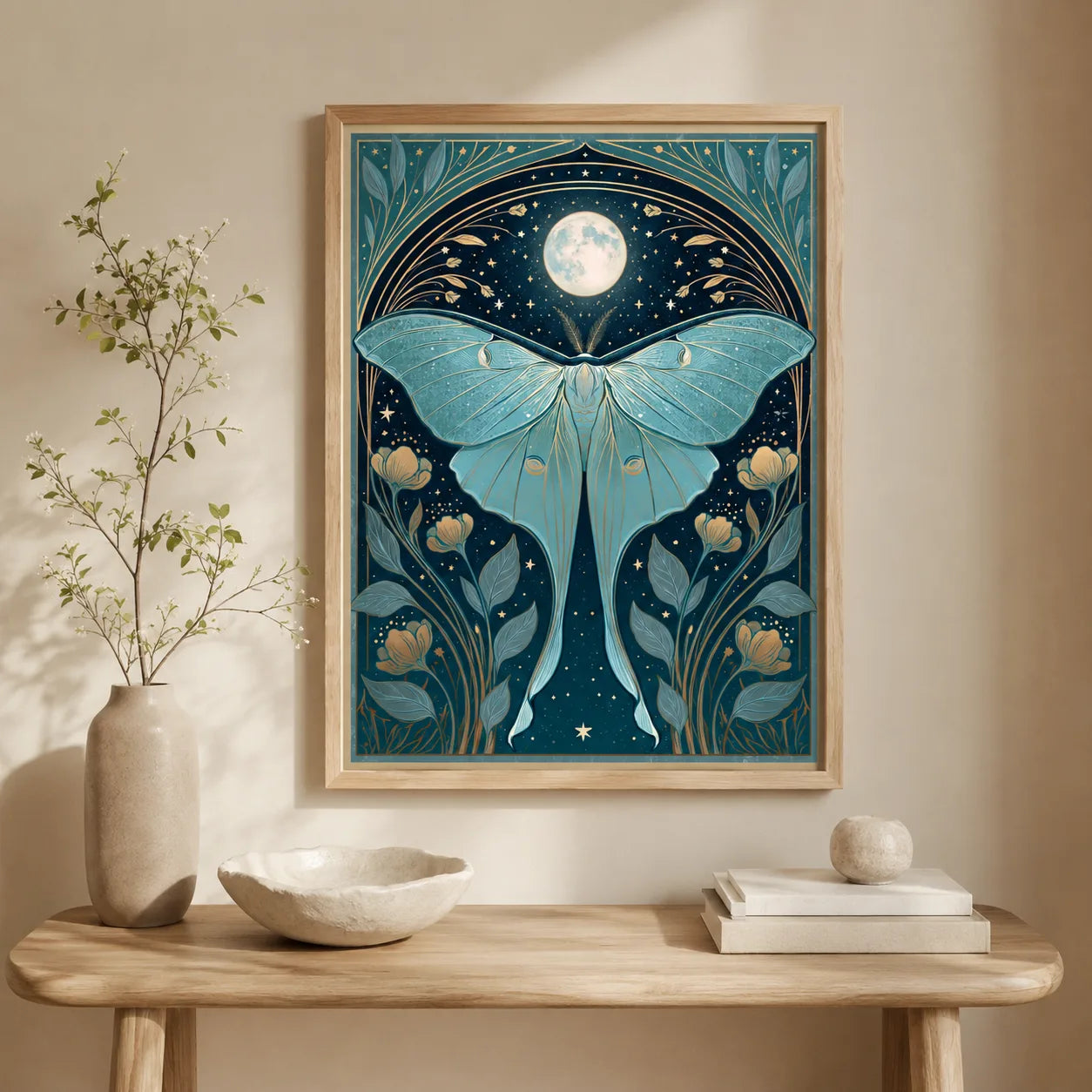 Luna Moth Moon Wall Art Decor - Wall Art Decor - styled