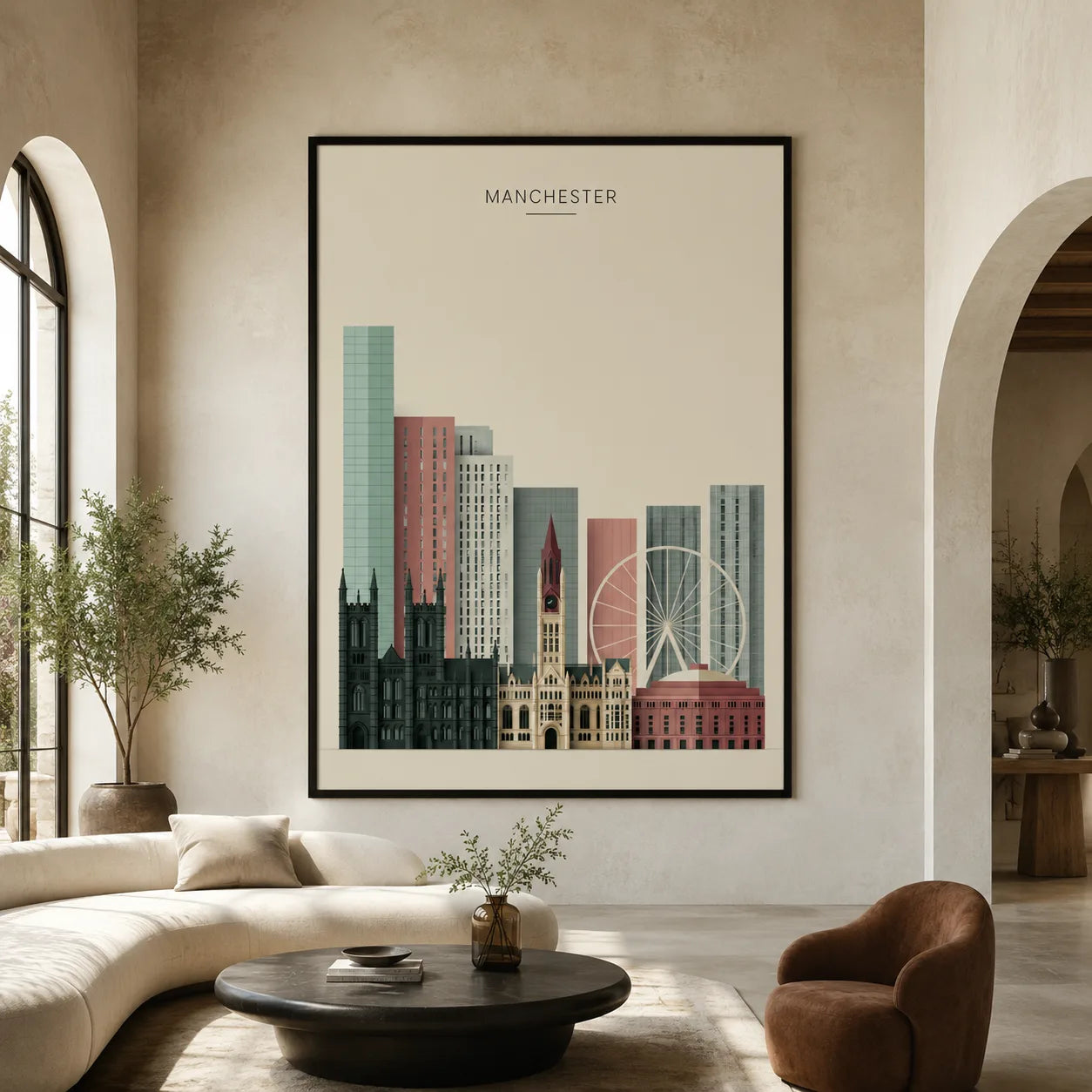 Manchester Skyline Cityscape Wall Art Decor - Wall Art Decor - close up