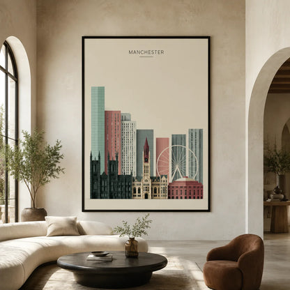 Manchester Skyline Cityscape Wall Art Decor - Wall Art Decor - close up