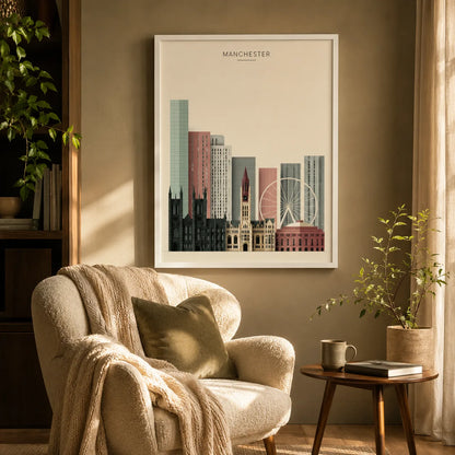 Manchester Skyline Cityscape Wall Art Decor - Wall Art Decor - in use