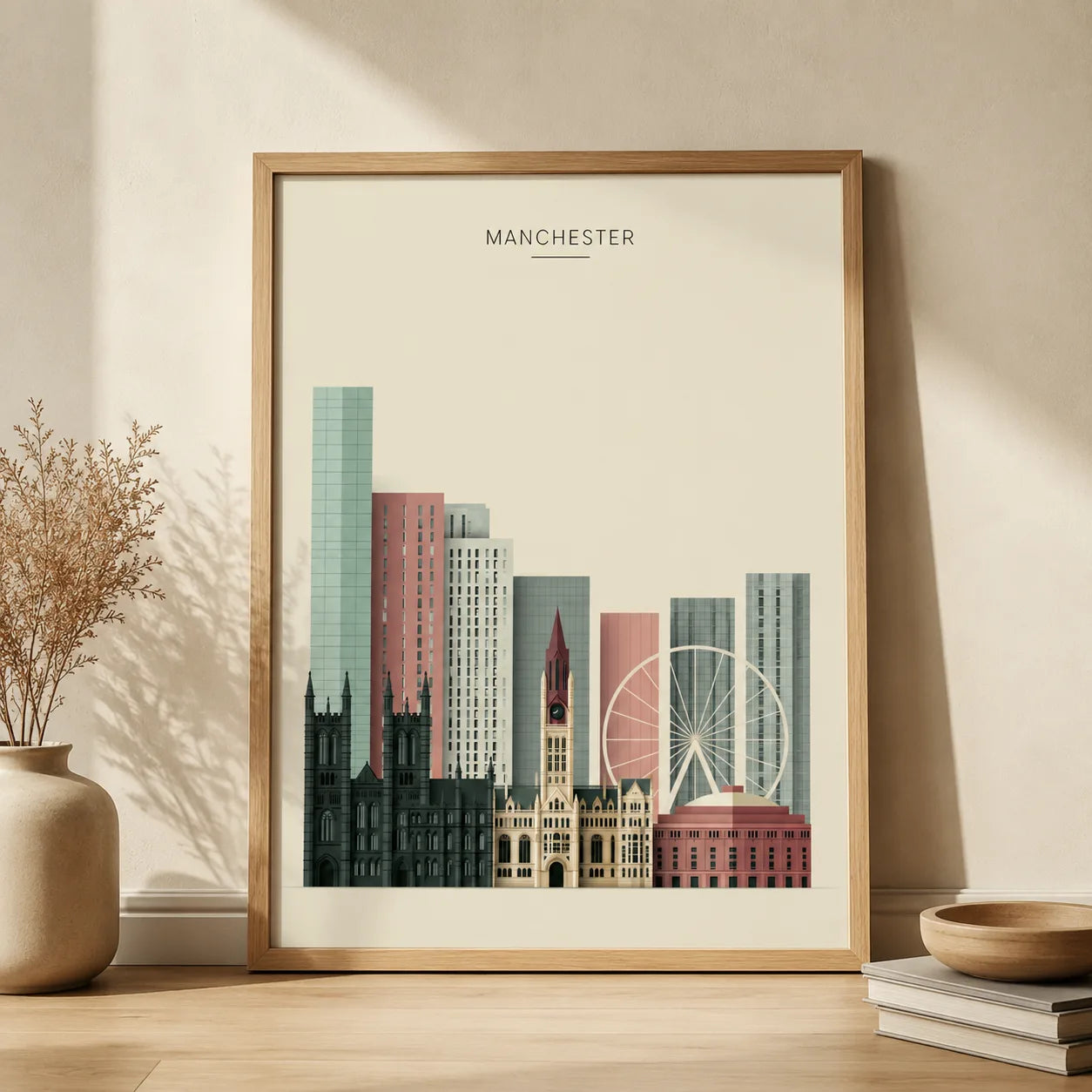 Manchester Skyline Cityscape Wall Art Decor - Wall Art Decor - side view