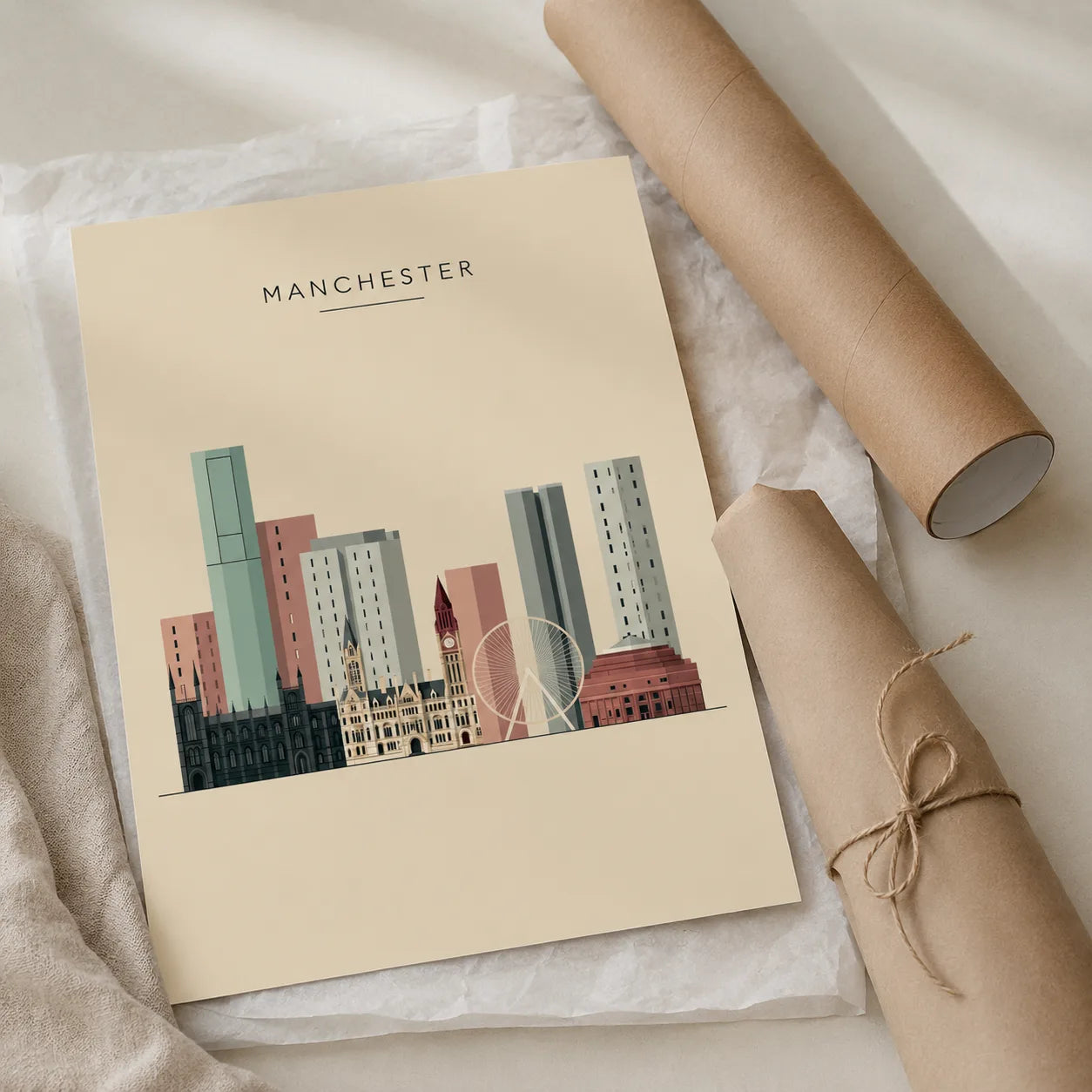 Manchester Skyline Wall Art Decor - Wall Art Decor - back view